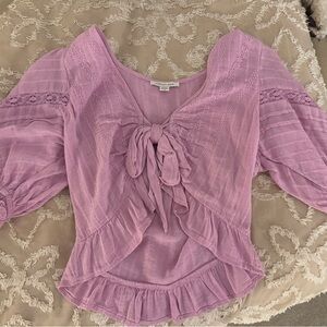 American Eagle Outfitters Lavender Blouse with Ruffle Detail
